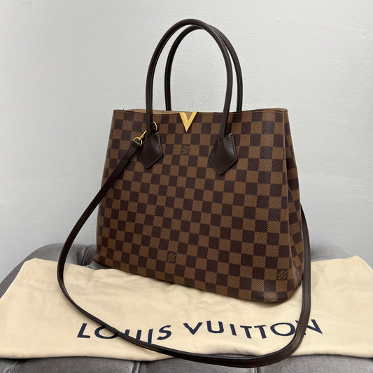 Authentic Louis Vuitton Damier Ebene Kensington Top Handle Bag w