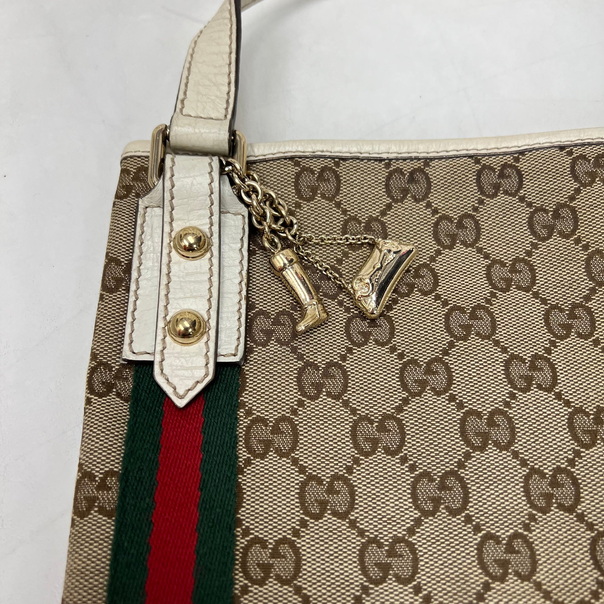 GUCCI Monogram Web Jolicoeur Charms Messenger White 1287371