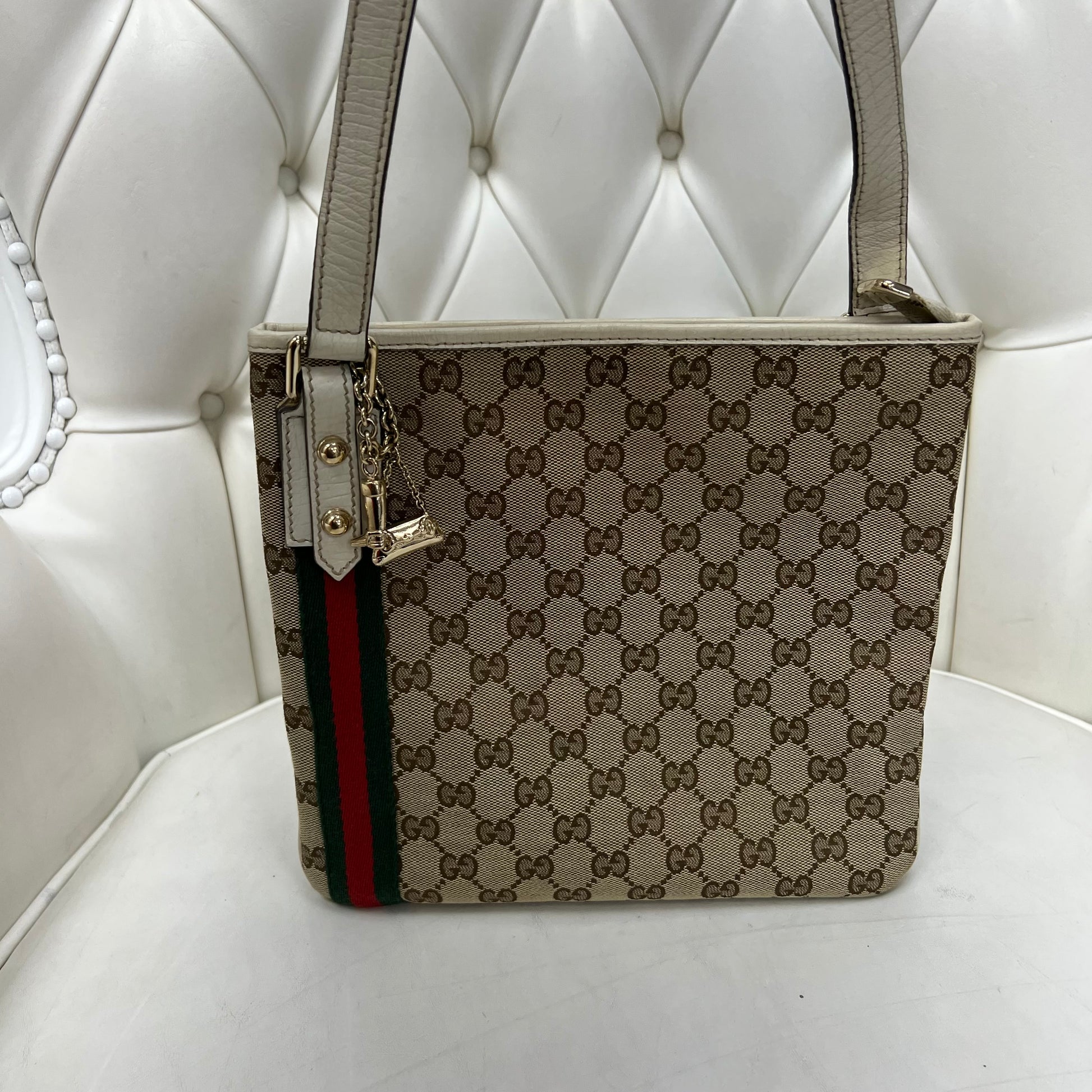 Gucci Beige/Gold GG Canvas Jolicoeur Charms Messenger Bag Gucci