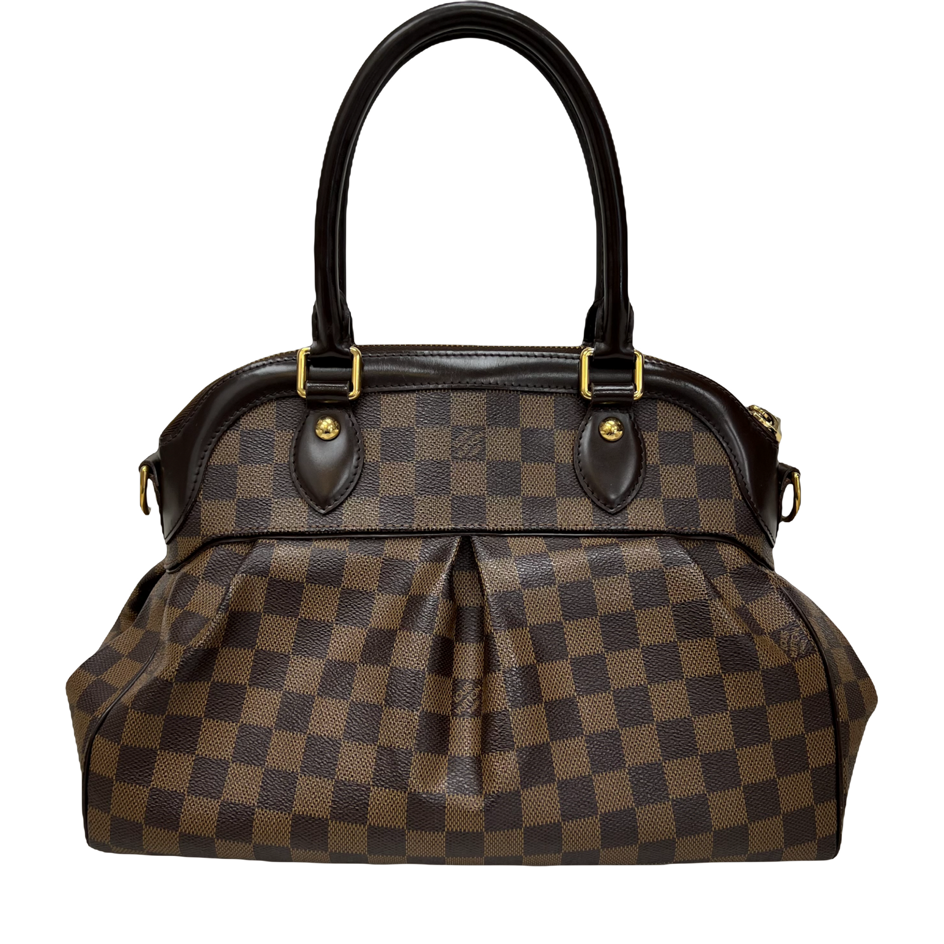 Louis+Vuitton+Trevi+Shoulder+Bag+PM+Brown+Canvas+Damier+Ebene for