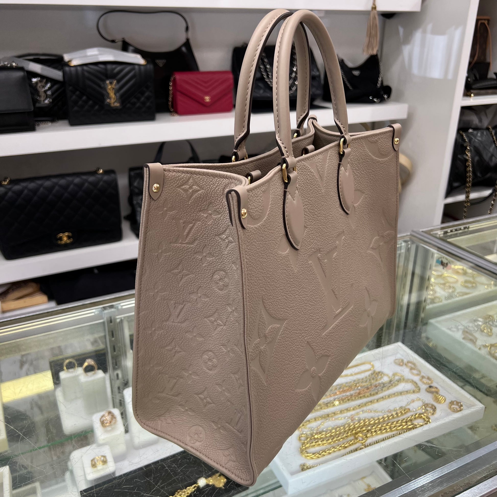 Louis Vuitton OnTheGo MM Monogram Empreinte Turtledove Cream Giant Bag - A  World Of Goods For You, LLC